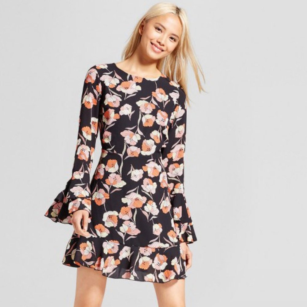 Who What Wear Tiered Ruffle Cuff Dress